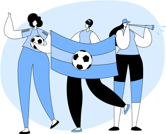 Women Football Fans Cheering  Illustration