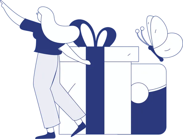 Women gets shopping returns  Illustration