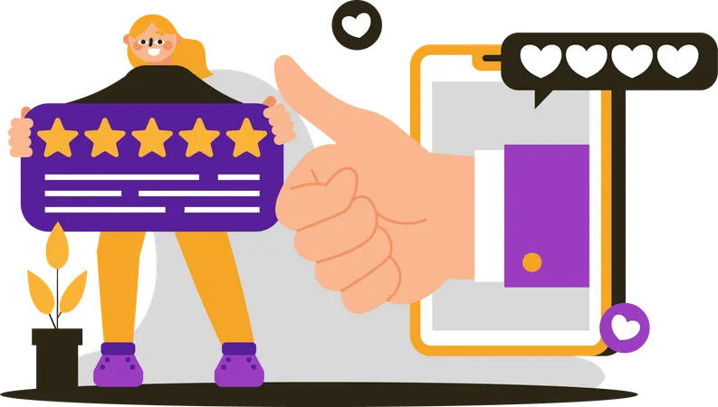 Women give 5 stars and positive reviews  Illustration