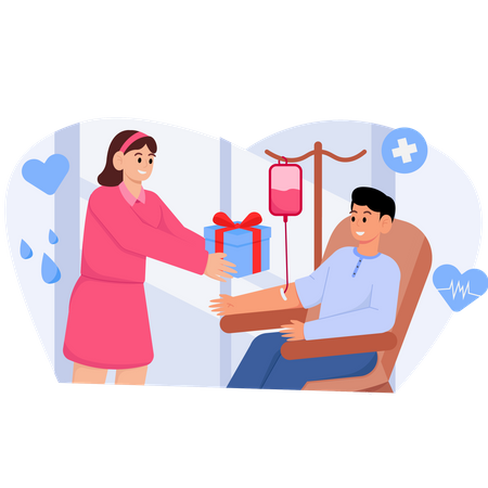 Women Give Gifts To Man Donors  Illustration