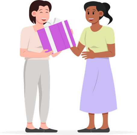 Women Giving Gift  Illustration
