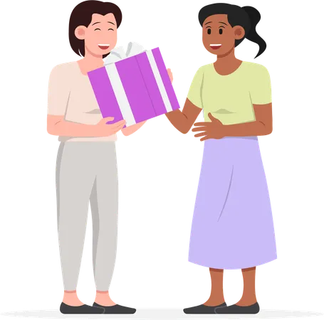 Women Giving Gift  Illustration