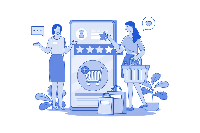 Women giving online feedback for online shop  Illustration