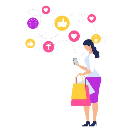 Women giving shopping review online  Illustration