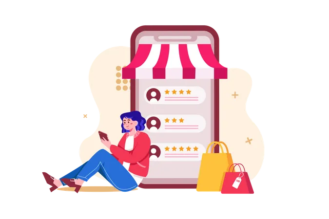 Women Giving Shopping Reviews  Illustration