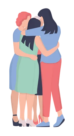 Women group hugging together Illustration