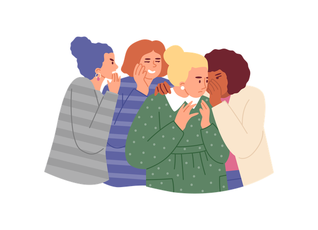 Women group telling secrets cover mouth  Illustration