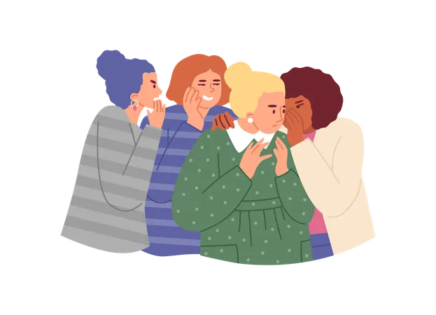Women group telling secrets cover mouth  Illustration
