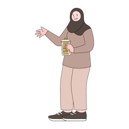 Women holding a jar of cookies  Illustration