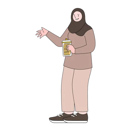 Women holding a jar of cookies  Illustration