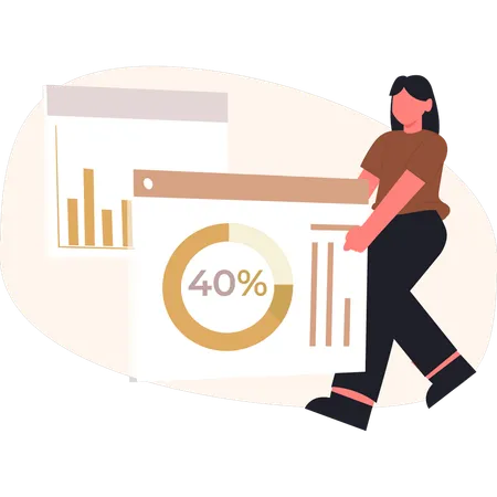 Women holding profit chart  Illustration