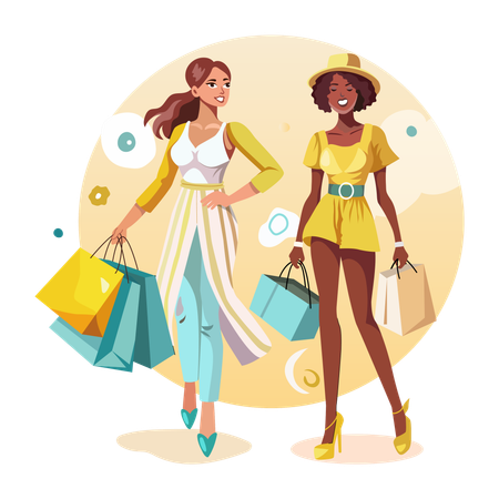 Women holding shopping bags  Illustration