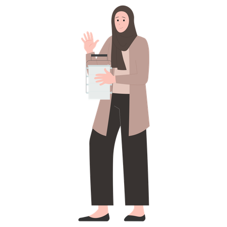 Women Holding stacked food container  Illustration