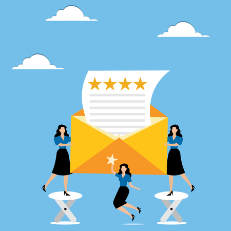 Women holding stars near envelope  Illustration