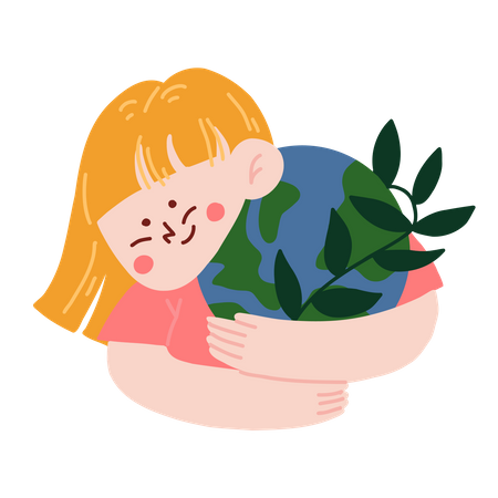 Women hugging Earth  Illustration