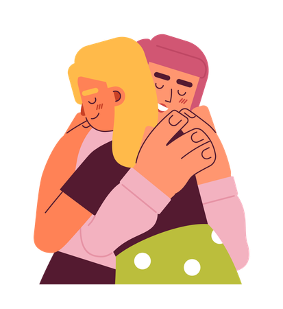 Women hugging  Illustration