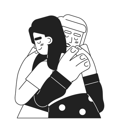 Women hugging  Illustration