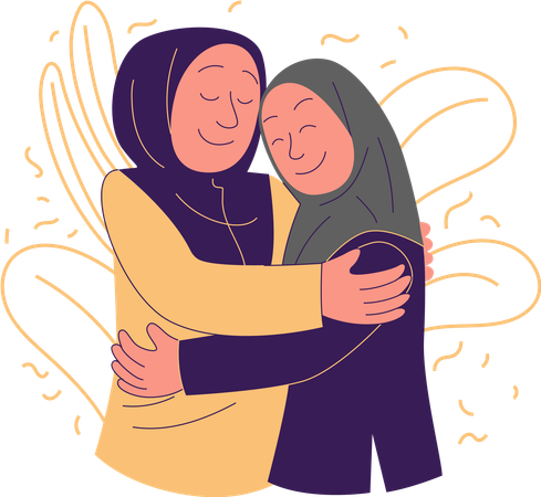 Women hugging on occasion of Eid  Illustration