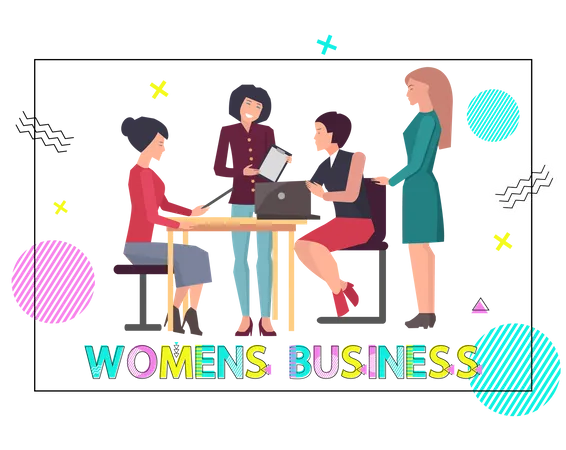 Women in business discussing work during meeting  Illustration