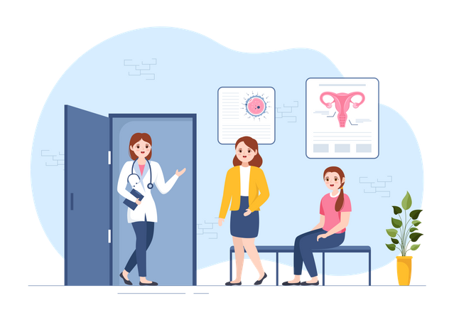 Women in Fertility Clinic  Illustration