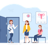 women in fertility clinic illustration