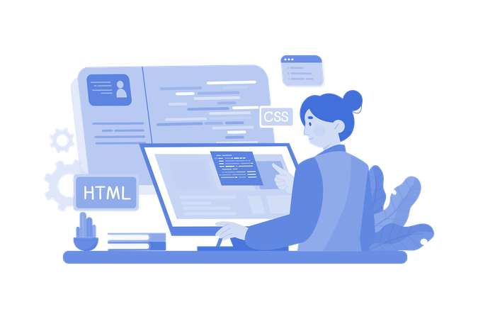 Women Involved In Web Development  Illustration