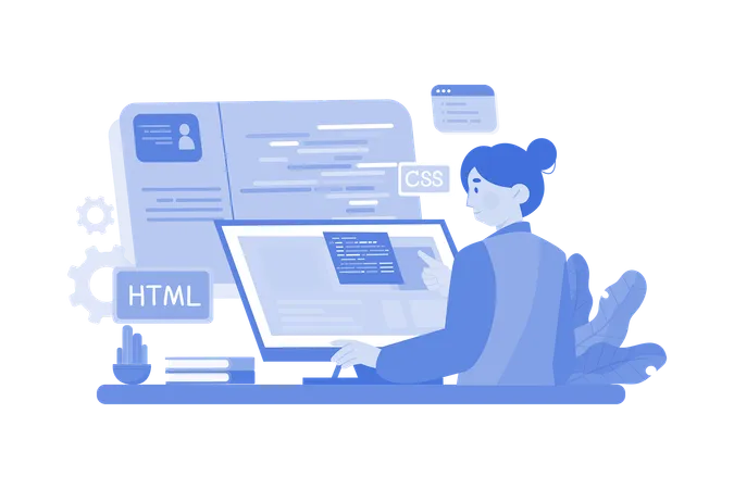 Women Involved In Web Development  Illustration