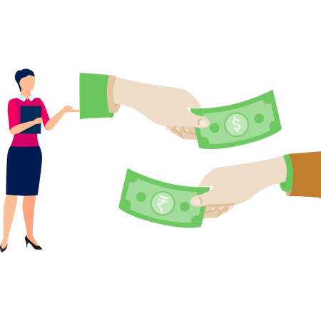 Women is giving money  Illustration