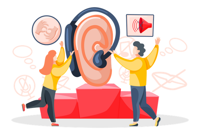 Women learning sign languages  イラスト