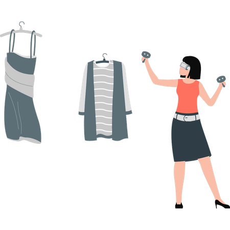 Women looking clothes with VR  Illustration