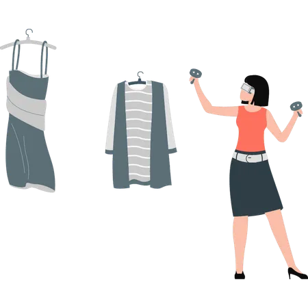 Women looking clothes with VR  Illustration