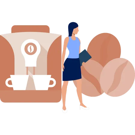 Women looking coffee beans  Illustration