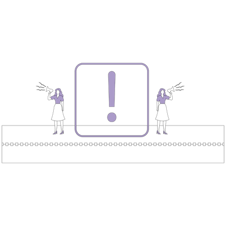 Women near road danger sign  Illustration