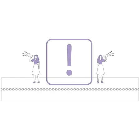 Women near road danger sign  Illustration