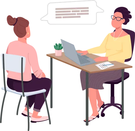 Women On Job Interview Semi Flat Color Vector Characters Talking Figure Full Body Peopleon White Human Resources Isolated Modern Cartoon Style Illustration For Graphic Design And Animation Illustration