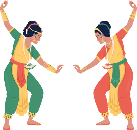 Women performing spiritual dance on Diwali Illustration