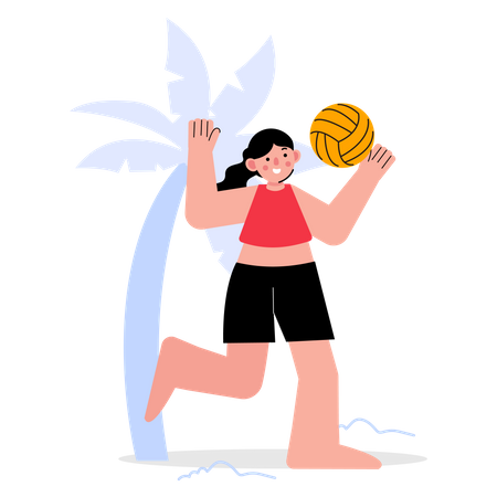 Women playing beach volleyball  イラスト