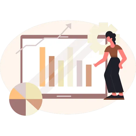 Women pointing at business graph  Illustration