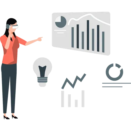 Women pointing on financial statistics  Illustration