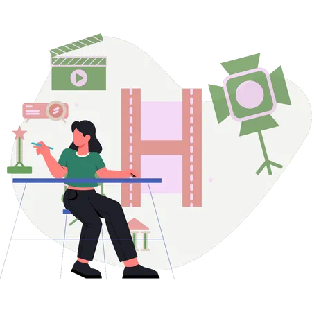 Women pointing reels video  Illustration