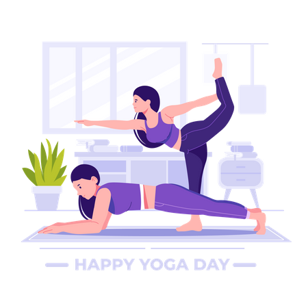 Women practicing yoga  Illustration