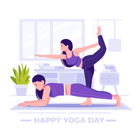 Women practicing yoga  Illustration