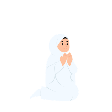Women Praying While Hajj  Illustration