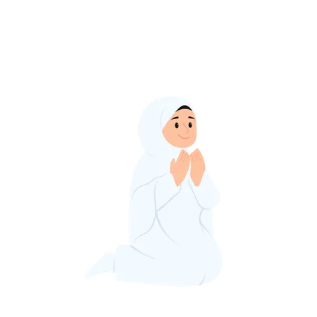 Women Praying While Hajj  Illustration