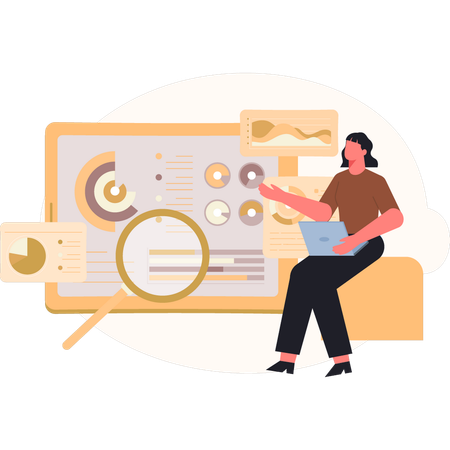 Women presenting analysis page  Illustration