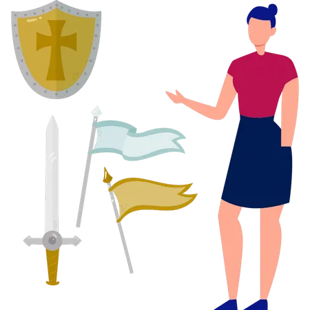 Women presenting heraldic device  Illustration