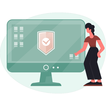 Women presenting monitor protection  Illustration