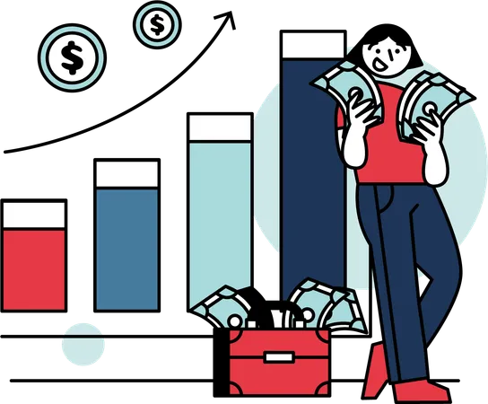 Women Profiting from Stock Market  Illustration