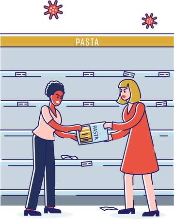 Women quarreling on food  Illustration