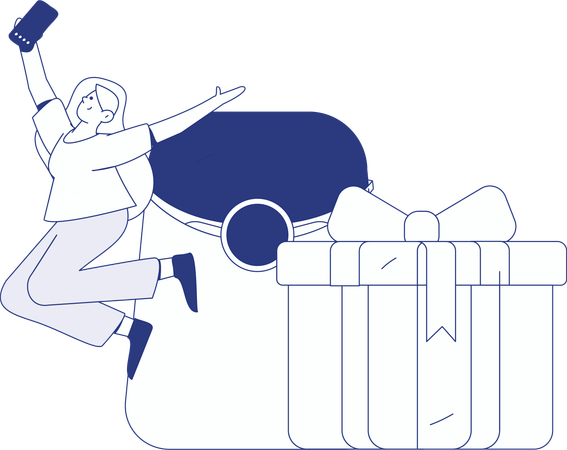 Women receives discount coupon  Illustration